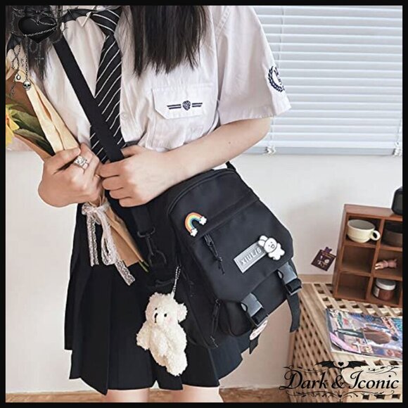 Mini Backpack with Cow Pendant, 10.5x9x5 Inch Nylon Daypack for School Travel main image 4